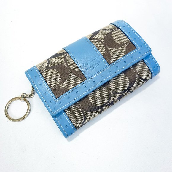 Coach Vintage Leather & Canvas Wallet with Key Chain - Picture 3 of 11